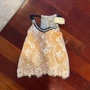 Rewind Lace Overlay Tank Top - Cream and White